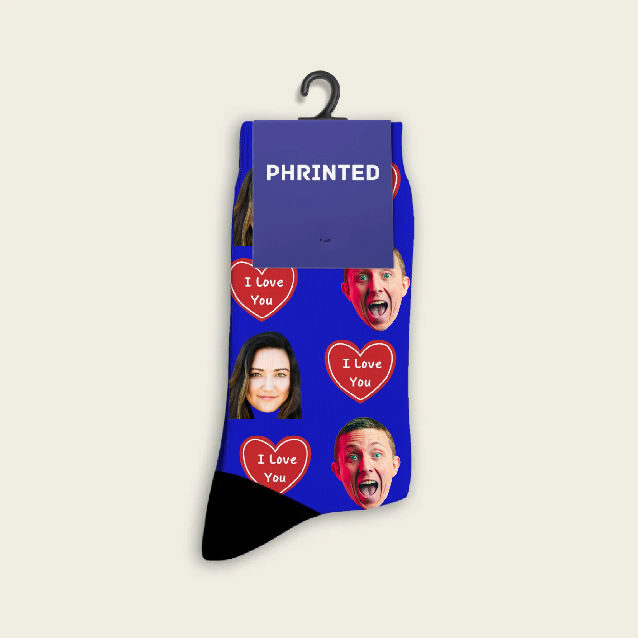 Chaussettes personnalisées I Love You avec photo